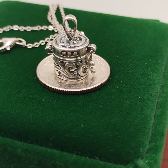 Sterling Silver Prayer Box on 18-inch Link Chain - Picture 6 of 6